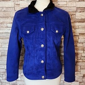 County Cheyenne Collection Blue Velvet/Suede Jacket Button Front